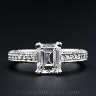 Estate 1.68 Carat Emerald Cut Diamond Engagement Ring