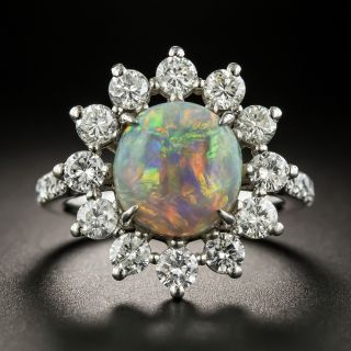 Estate 1.70 Carat Black Opal and Diamond Halo Ring - 1