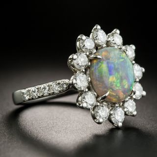 Estate 2.10 Carat Black Opal and Diamond Halo Ring