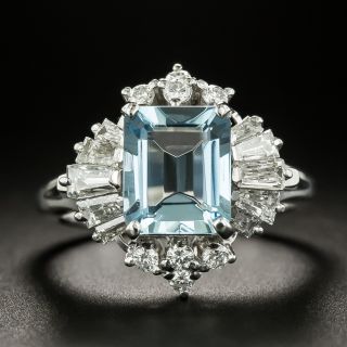 Estate 1.71 Carat Aquamarine and Diamond Cocktail Ring - 2