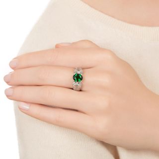 Estate 1.72 Carat Tsavorite Garnet and Diamond Ring