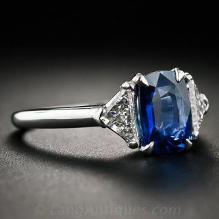 Estate 1.74 Carat Cushion-Cut Sapphire and Diamond Ring