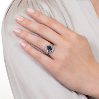 Estate 1.75 Carat Sapphire and Diamond Double Halo Ring