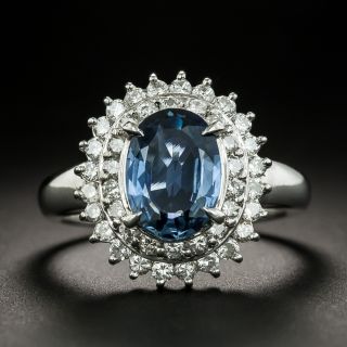 Estate Sapphire and Diamond Double Halo Ring - 2