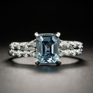 Estate 1.76 Carat Emerald-Cut Sapphire and Diamond Ring - 2