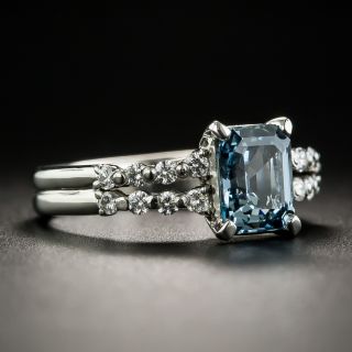 Estate 1.76 Carat Emerald-Cut Sapphire and Diamond Ring