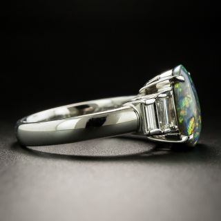 Estate 1.78 Carat Black Opal Cabochon and Diamond Ring