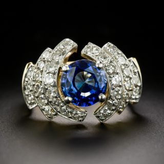 Estate 1.79 Carat Sapphire and Diamond Ring by Toni Cavelti, GIA - 2