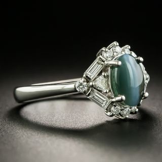 Estate 1.82 Carat Cat's Eye Chrysoberyl and Diamond Ring