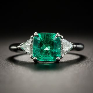Estate 1.84 Ct. Emerald Platinum Diamond Ring - 2