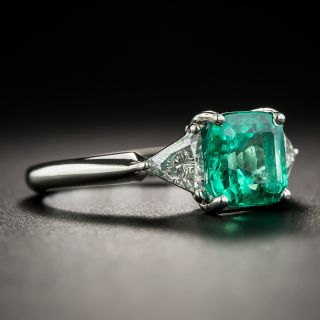 Estate 1.84 Carat Emerald Platinum Diamond Ring