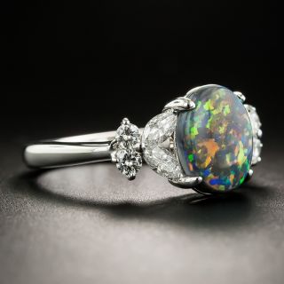 Estate 1.90 Carat Black Opal and Diamond Ring 