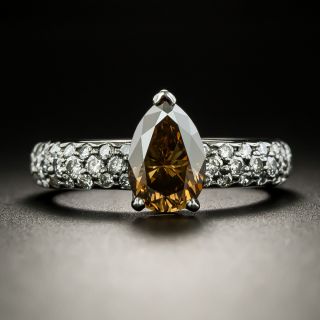 Estate 1.92 Carat Pear-Shaped Fancy Dark Brown Diamond Ring - GIA - 3
