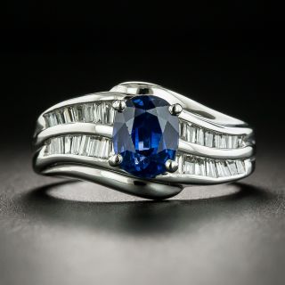 Estate 1.92 Carat Sapphire and Baguette Diamond Ring - 1