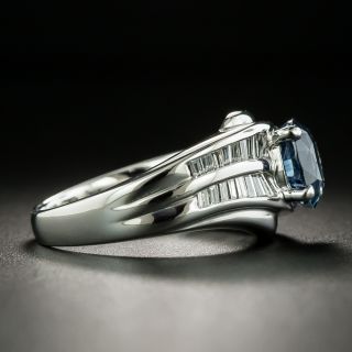 Estate 1.92 Carat Sapphire and Baguette Diamond Ring