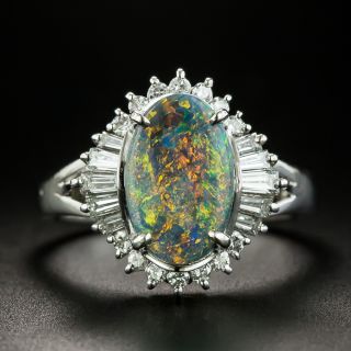 Estate 1.95 Carat Black Opal and Diamond Ring - 1