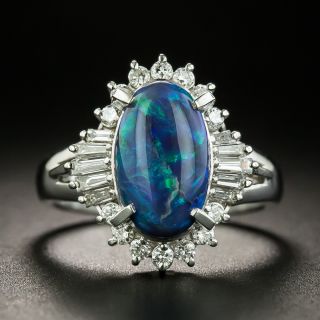 Estate 1.95 Carat Black Opal and Diamond Ring - 1