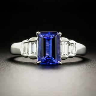 Estate 1.96 Carat Emerald-Cut Tanzanite and Diamond Ring - 3
