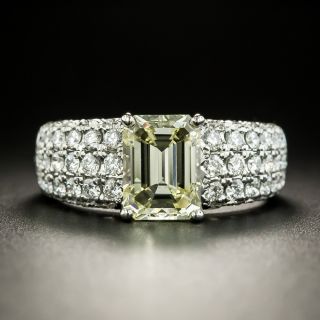 Estate 1.97 Carat Emerald-Cut Diamond Pave Ring - GIA - 2