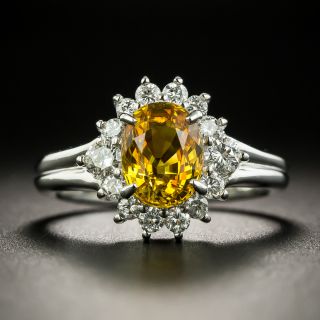 Estate 1.97 Carat Golden Sapphire and Diamond Ring - 1