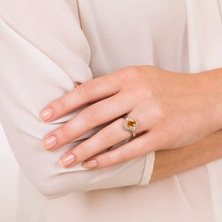 Estate 1.97 Carat Golden Sapphire and Diamond Ring