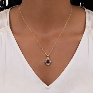 Estate 1.99 Carat Burma Ruby and Diamond Pendant - GIA