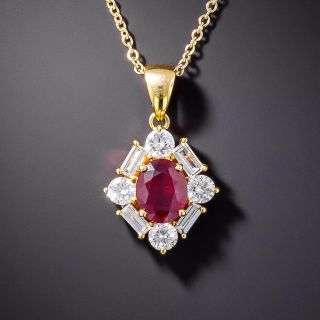 Estate 1.99 Carat Burma Ruby and Diamond Pendant - GIA - 2