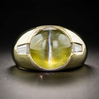 10 Carat Cat's Eye Chrysoberyl and Diamond Gent's Ring - 1