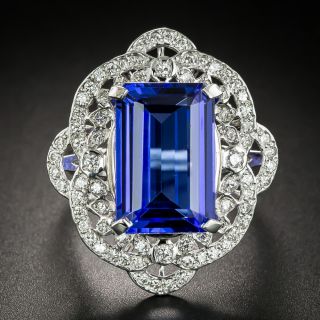 Estate 10.20 Carat Tanzanite and Diamond Cocktail Ring - 3