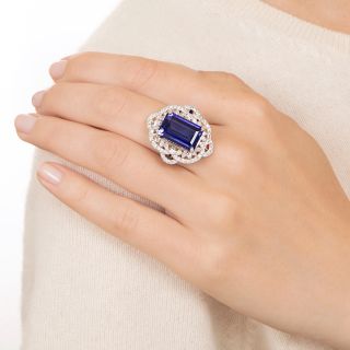 Estate 10.20 Carat Tanzanite and Diamond Cocktail Ring