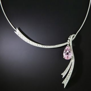Estate 10.40 Carat Kunzite and Diamond Necklace - 2