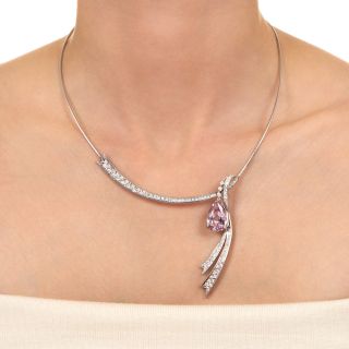 Estate 10.40 Carat Kunzite and Diamond Necklace