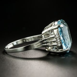 Estate 10.53 Carat Cushion-Cut Aquamarine and Diamond Ring