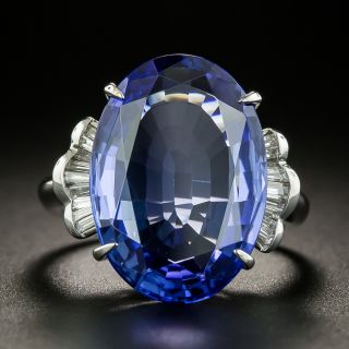 Estate 10.89 Carat Tanzanite and Baguette Diamond Ring - 2