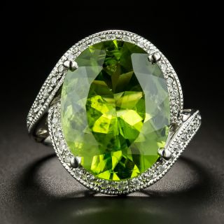 Estate 10-Carat Peridot and Diamond Cocktail Ring - 3