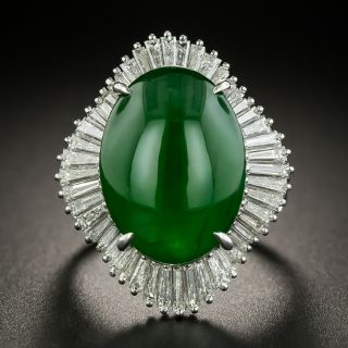 Estate 11.05 Carat Natural Burmese Jade and Diamond Ballerina Ring - 1