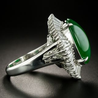 Estate 11.05 Carat Natural Burmese Jade and Diamond Ballerina Ring