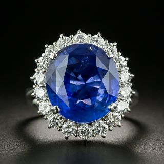 Estate 11.39 Carat Natural No-Heat Ceylon Sapphire and Diamond Ring - 1