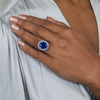 Estate 11.39 Carat Natural No-Heat Ceylon Sapphire and Diamond Ring