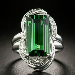Estate 11.67 Carat Green Tourmaline and Diamond Ring - 2