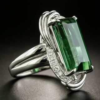 Estate 11.67 Carat Green Tourmaline and Diamond Ring