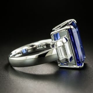 Estate 11.78 Carat Rectangular Tanzanite and Diamond Ring