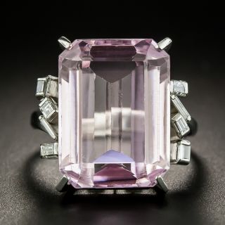 Estate 11.80 Carat Kunzite and Diamond Cocktail Ring