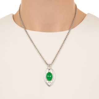 Estate 11.93 Carat Jadeite and Diamond Drop Pendant - GIA