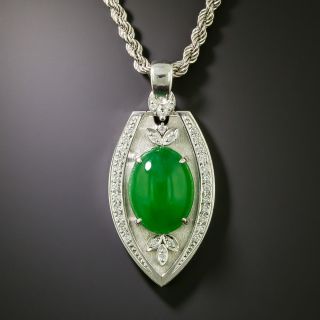 Estate 11.93 Carat Jadeite and Diamond Drop Pendant - GIA - 2