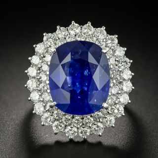 Estate 12.18 Carat Ceylon Sapphire Diamond Ring - GIA - 1