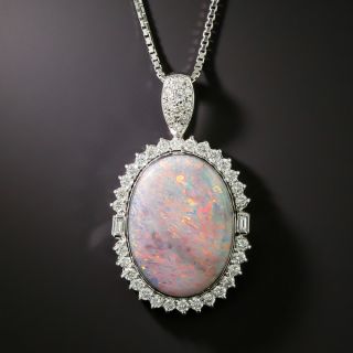 Estate 12.36 Carat Opal and Diamond Halo Pendant - 2