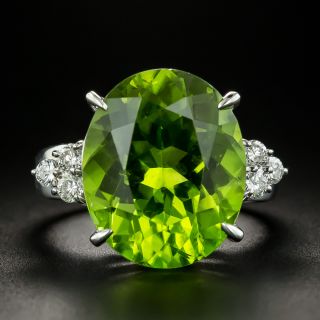 Estate 13.06 Carat Peridot and Diamond Ring - 2
