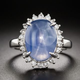 Estate 13.08 Carat Star Sapphire and Diamond Halo Ring - 3