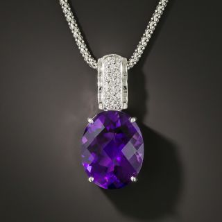 Estate 13.18 Carat Amethyst and Diamond Pendant - 2